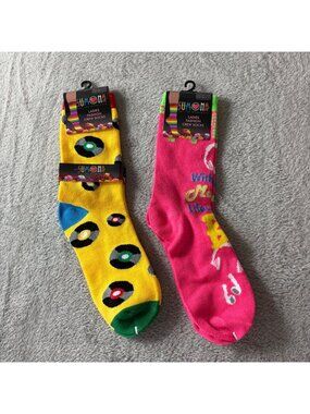 Sumona Ladies Crew Socks Lot of 2 Music Themed New Shoe Size 4-10